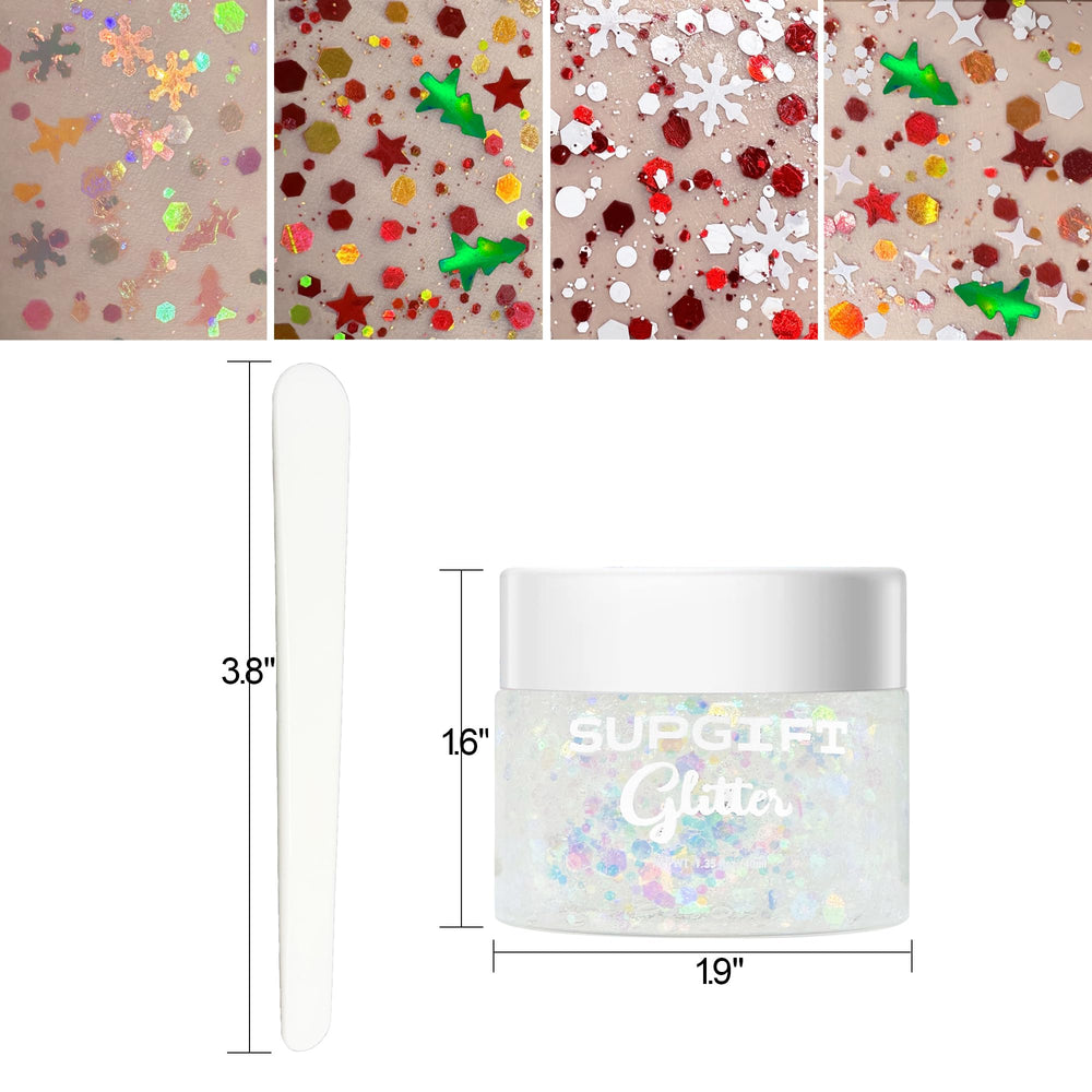 SUPGIFT mermaid iridescent sequins add oceanic shine to face, hair, and body art.