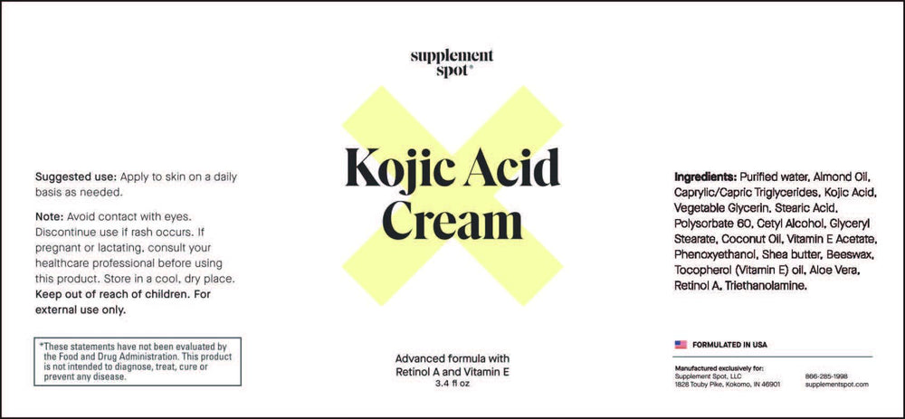 Supplement Spot Kojic Acid Cream swatch showing even skin tone result.