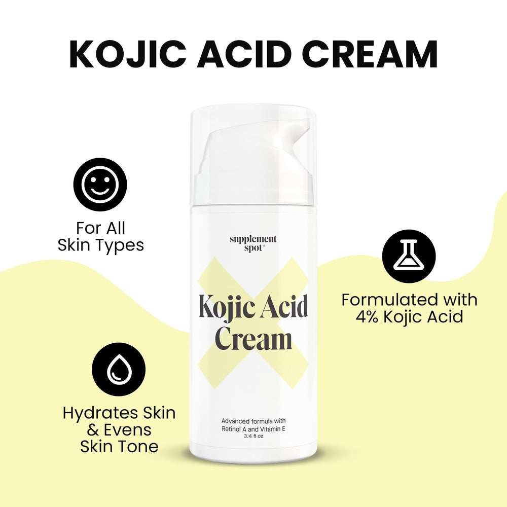 Supplement Spot Kojic Acid Cream ingredients view emphasizing natural formulation.