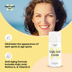 Supplement Spot Kojic Acid Cream texture swirl demonstrating smooth application.