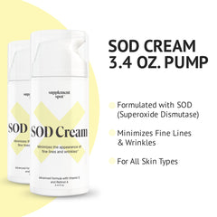 Supplement Spot SOD cream packaging mockup with clean, natural branding.