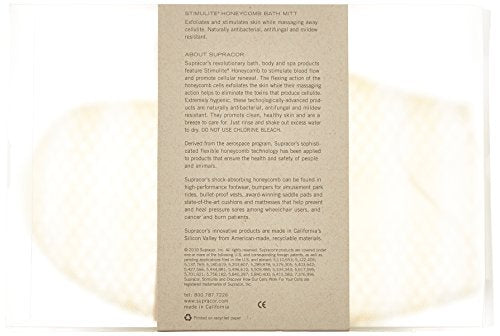 In hand view, Supracor Stimulite bath mitt offers comfortable grip