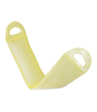 Supracor Stimulite body scrubber yellow with dual honeycomb texture for exfoliation and circulation.
