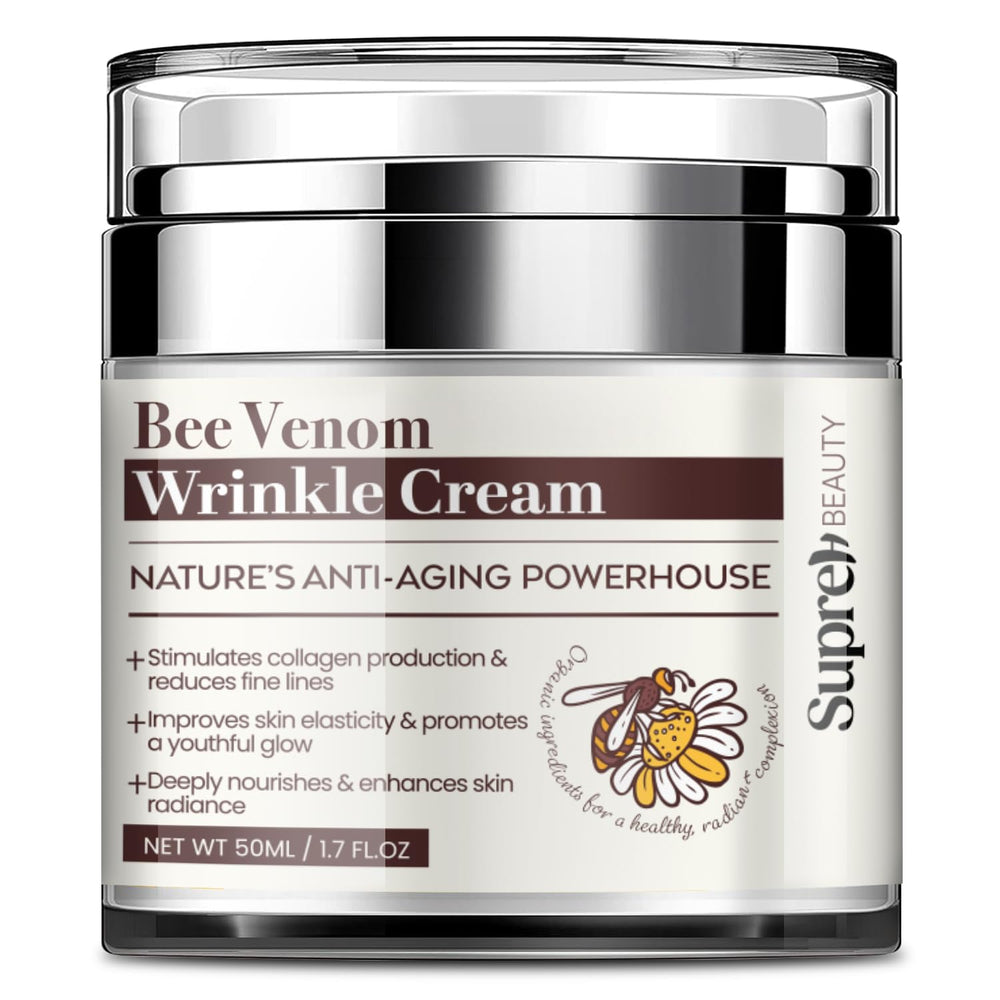 SupreH Bee Venom Cream jar with premium packaging and wrinkle-filling potential