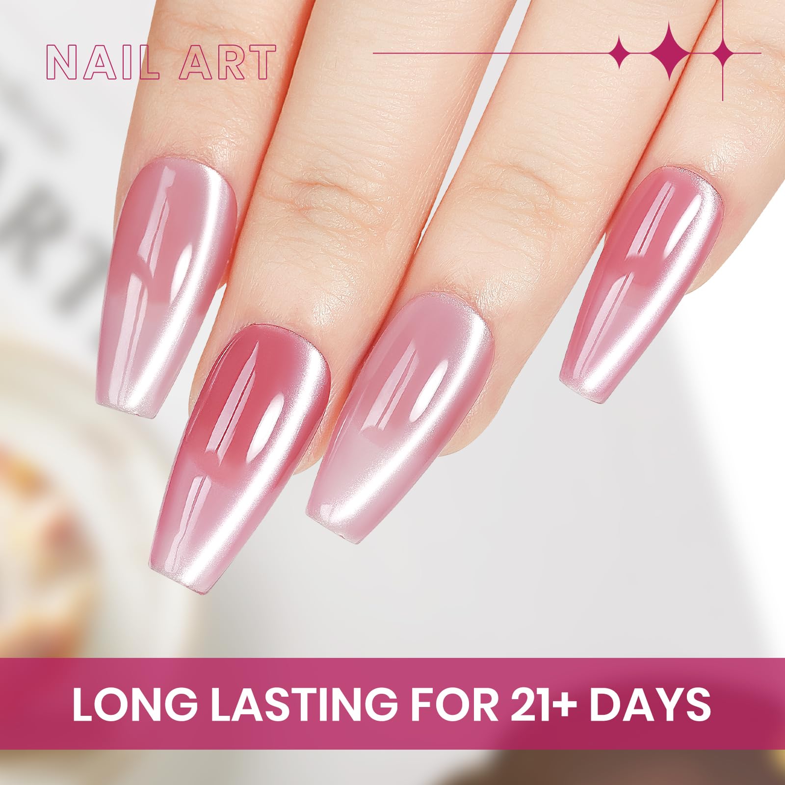 SUPWEE 21+ days wear shown with glossy cat eye color