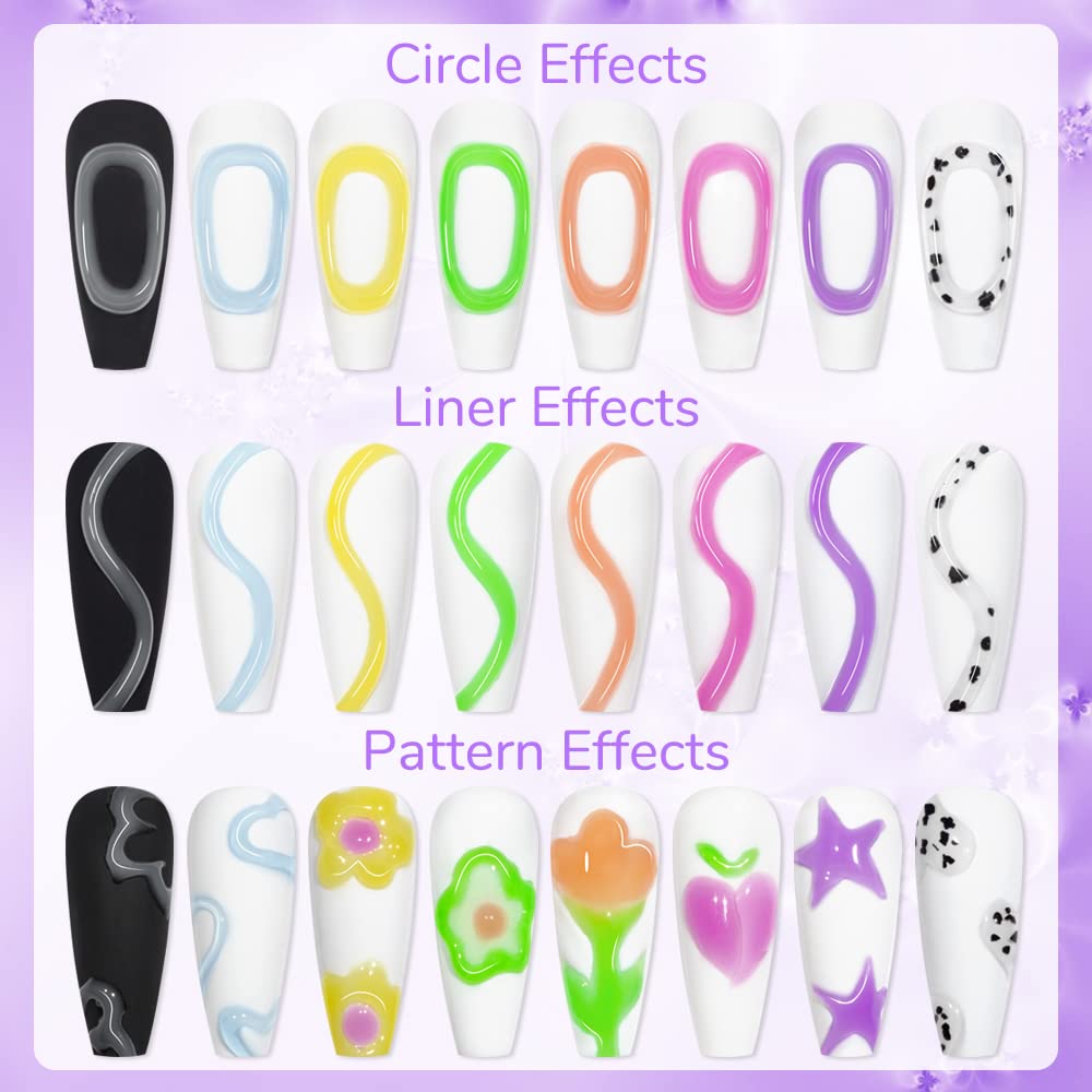 SUPWEE 3D carving gel applied on nail for raised patterns