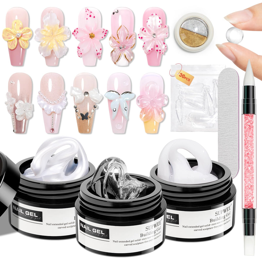 SUPWEE 3D Sculpting Gel kit clear for at-home nail extensions