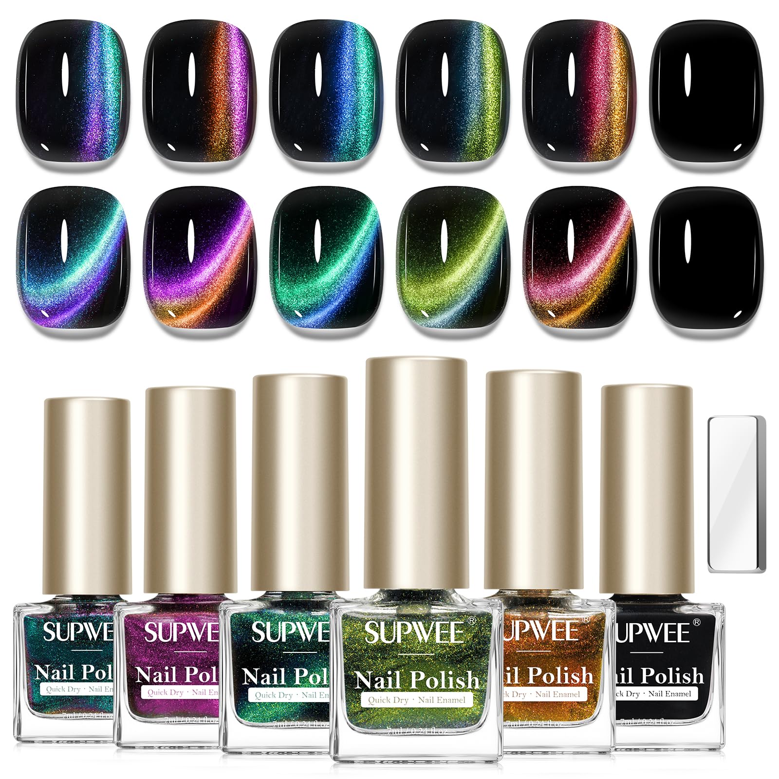 SUPWEE 9D cat eye base black bottle for bold magnetic foundation.