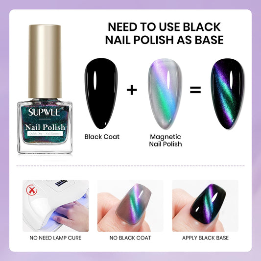 SUPWEE 9D cat eye polish shade 1 showing magnetic color shift for chic nails.