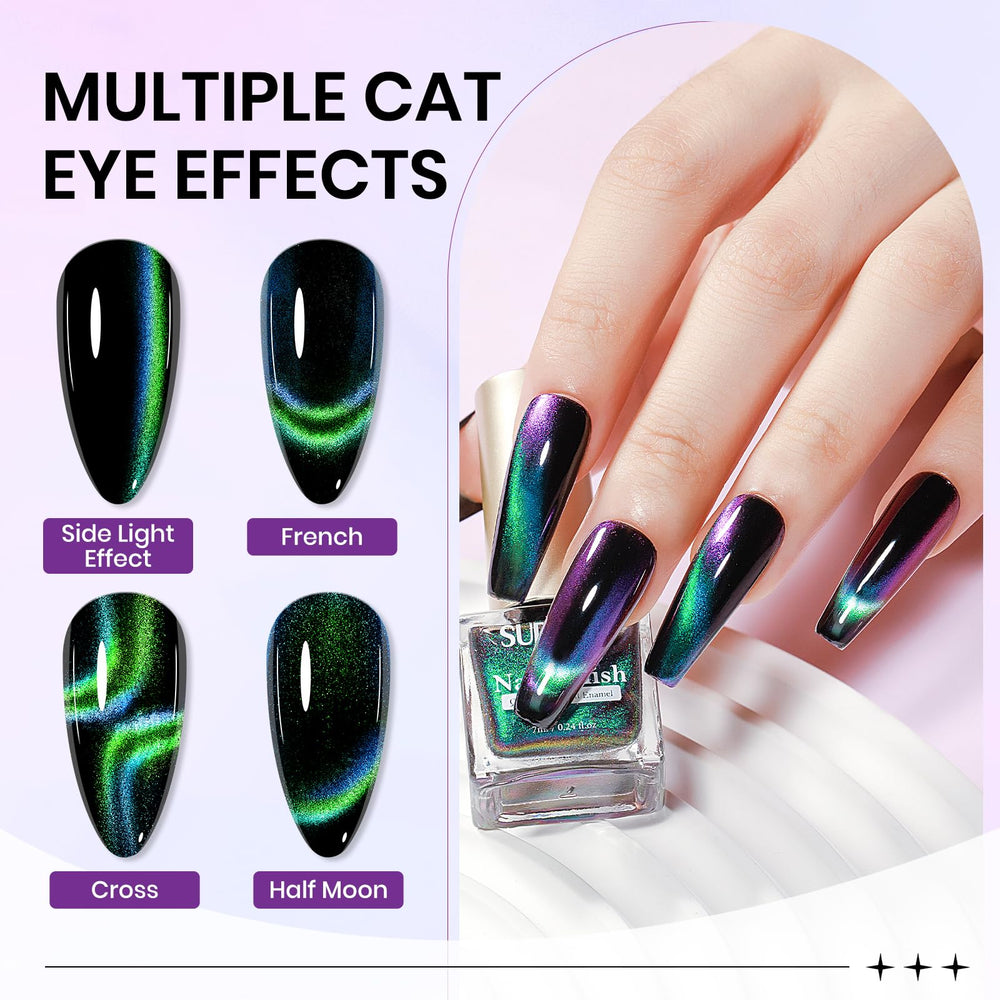 SUPWEE cat eye polish dries quickly without lamp curing.