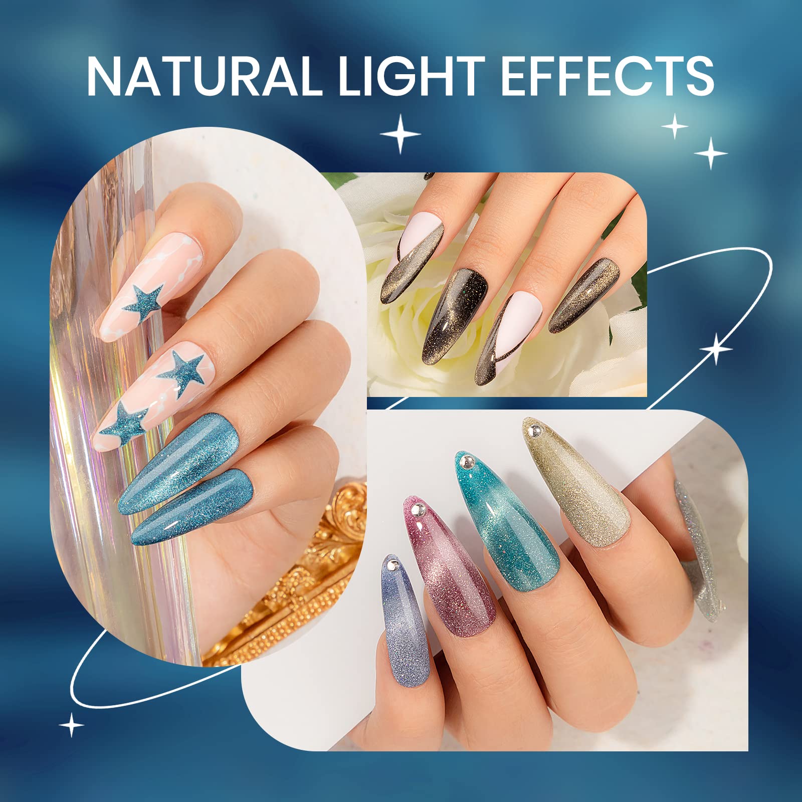 SUPWEE cat eye polish reveals different angles with one bottle.