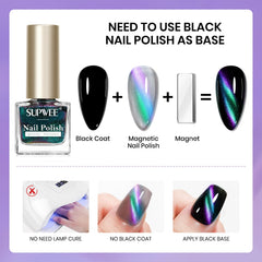 SUPWEE cat eye base coat enhances magnet effect for sharper results.