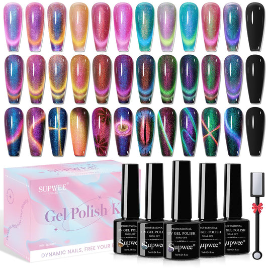SUPWEE Cat Eye gel kit with magnetic stick for professional-looking at-home manicures.