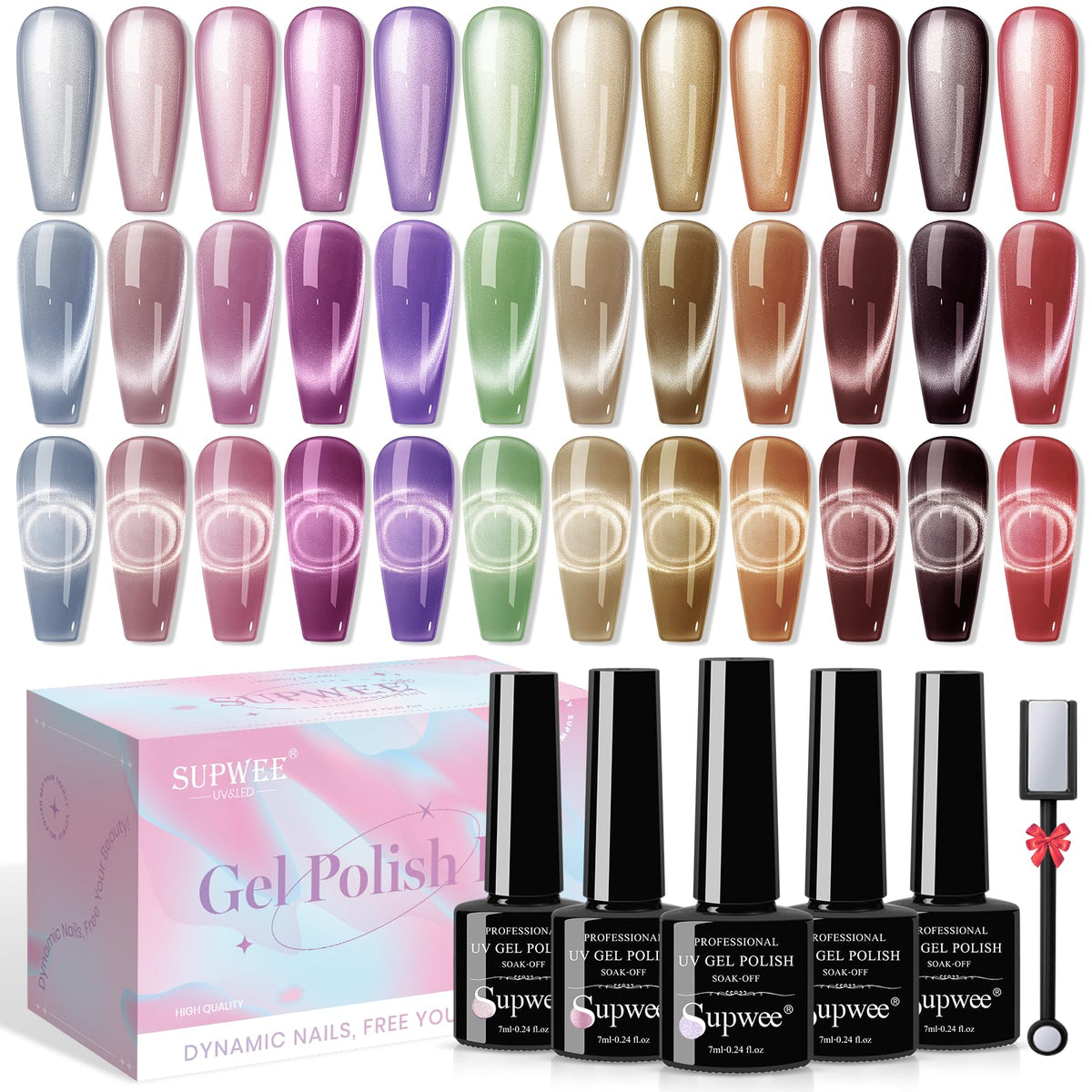 SUPWEE cat eye gel polish with magnetic effect for salon-quality nails at home