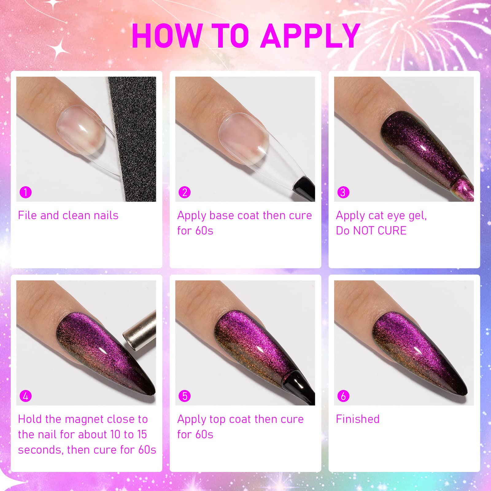 SUPWEE Cat Eye Gel Polish magnet application demonstrates dramatic cat-eye effects.