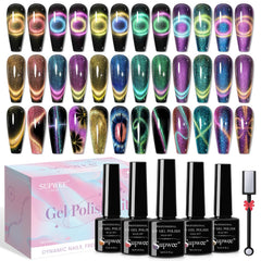 SUPWEE Cat Eye gel polish magnetic stick showing galaxy effect on nails