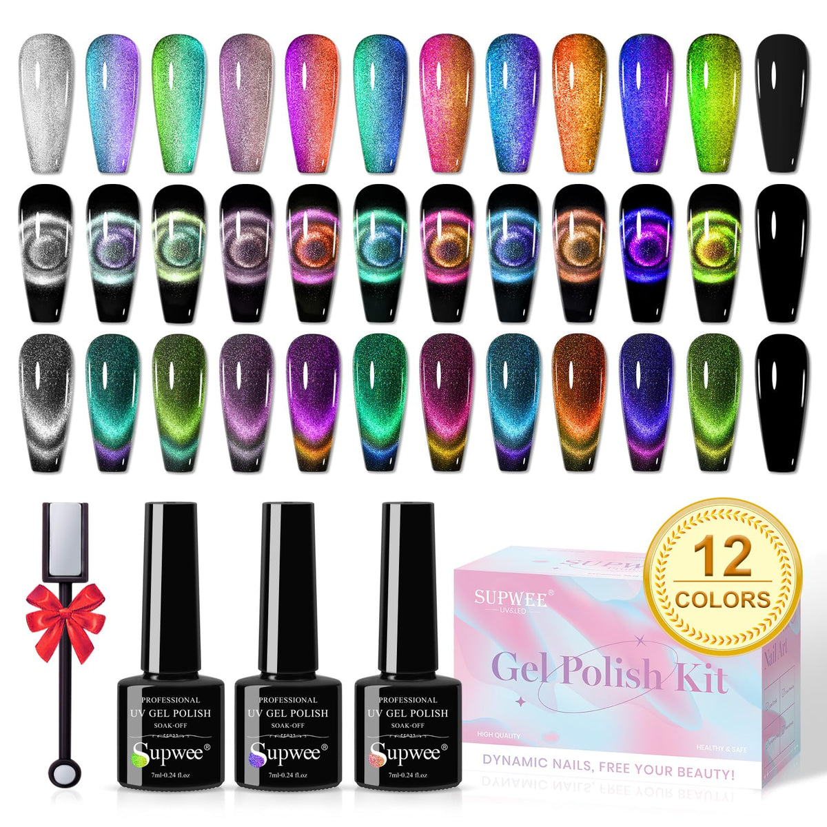 SUPWEE Cat Eye Gel Polish collection for chic at-home manicures.