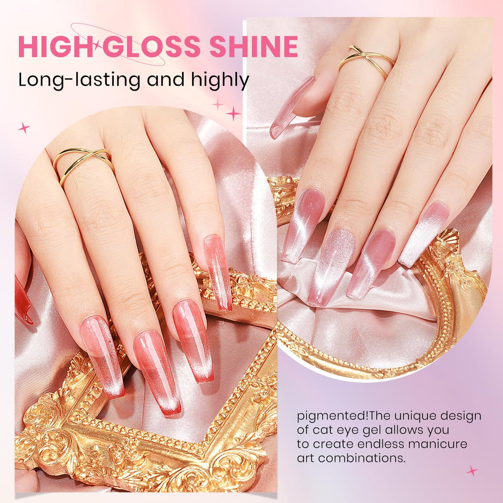 SUPWEE Cat Eye gel polish swatches show varied angles.
