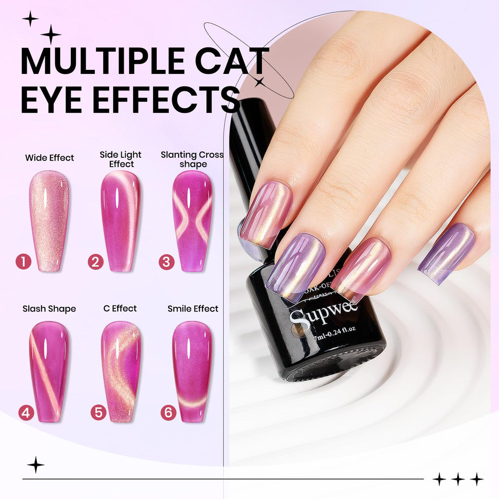 Supwee Cat Eye Green gel polish offers vibrant, nature-inspired shimmer.