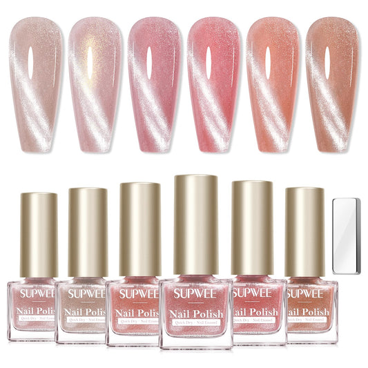SUPWEE Cat Eye Nail Polish with magnetic design for salon-like nails at home.