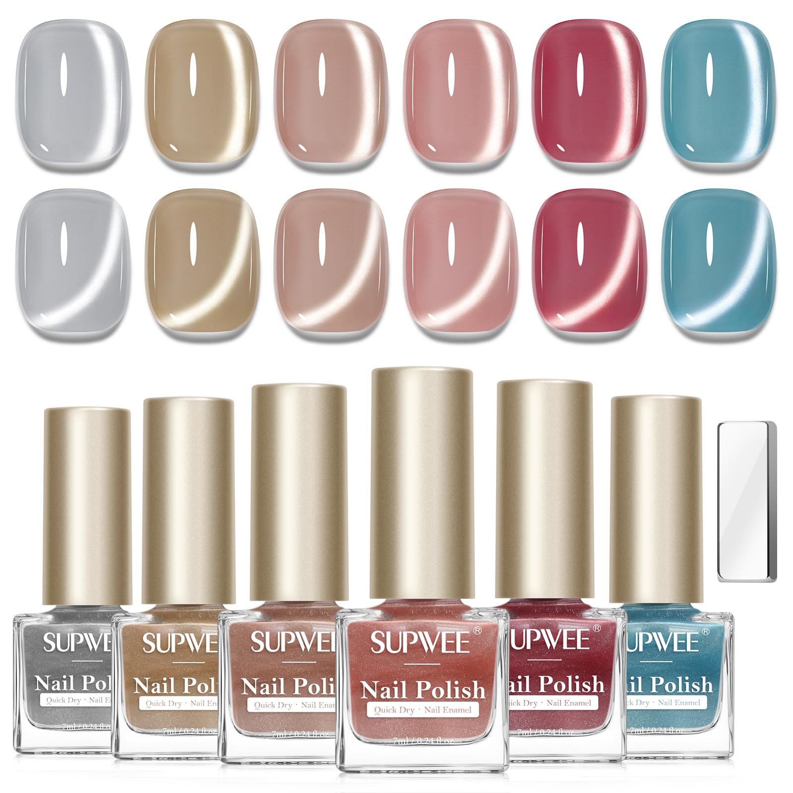 SUPWEE cat eye nail polish rose bottle magnet create depth and shine