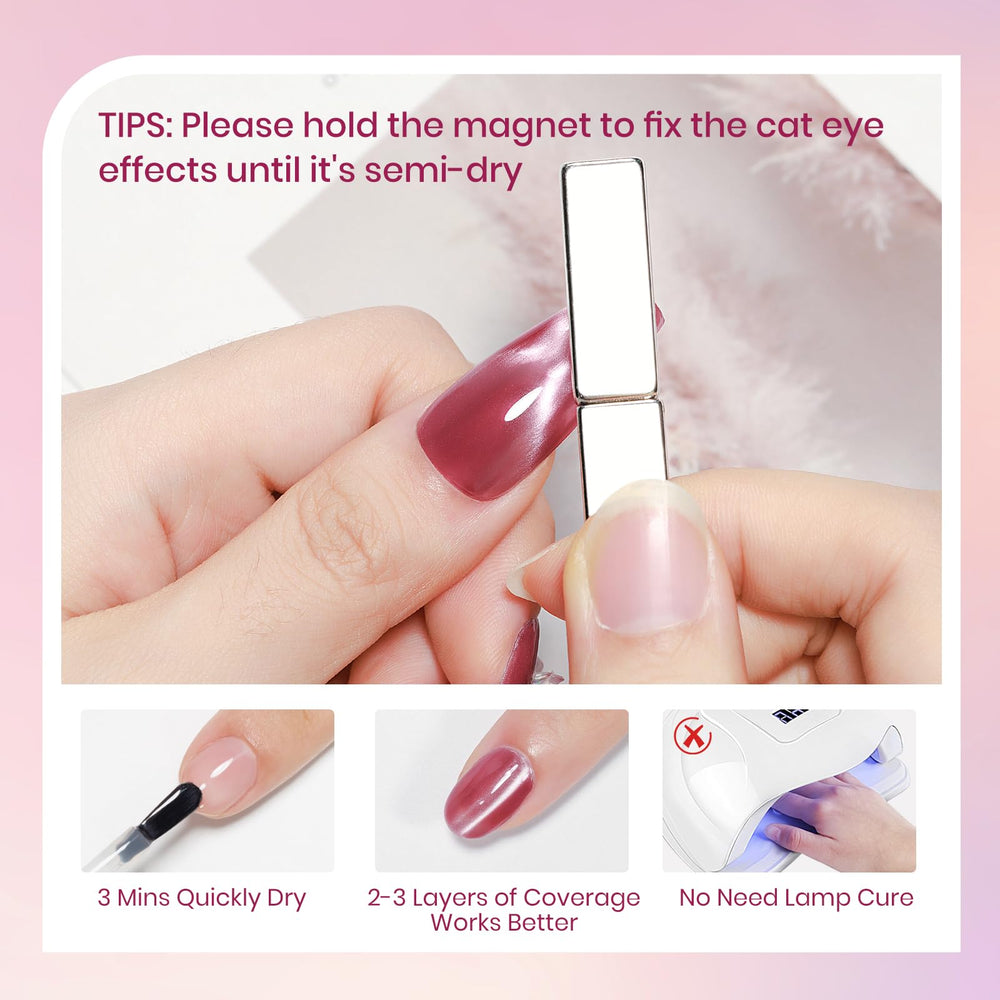 SUPWEE cat eye nail polish silver bottle quick-dry finish