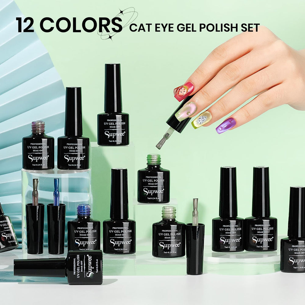 SUPWEE Cat Eye Polish easy base and top coat required