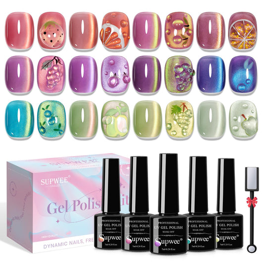 SUPWEE Cat Eye Polish purple-green-blue with magnetic shimmer for vibrant nails
