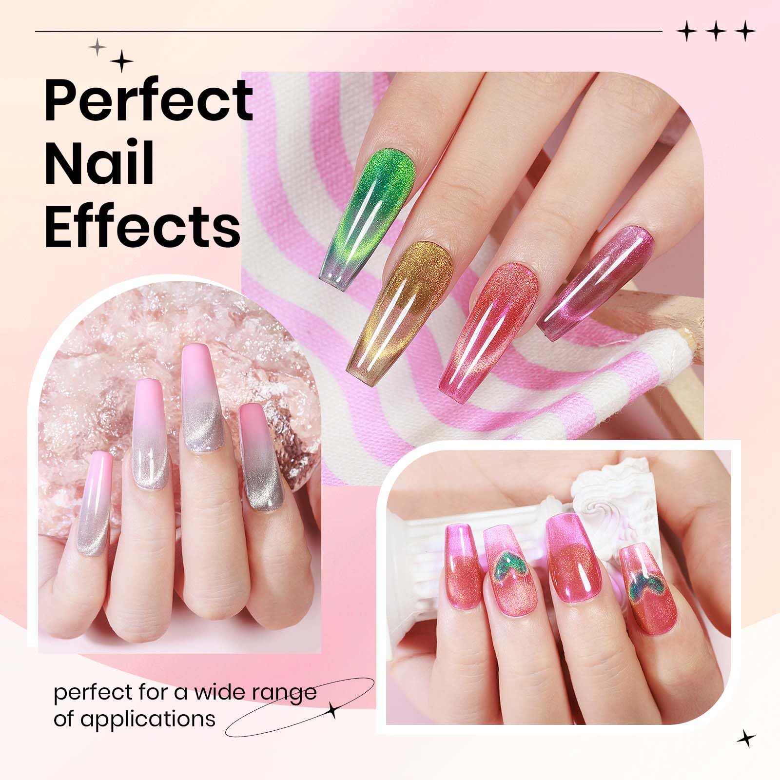SUPWEE chameleon cat eye gels reveal color shifts with angle.