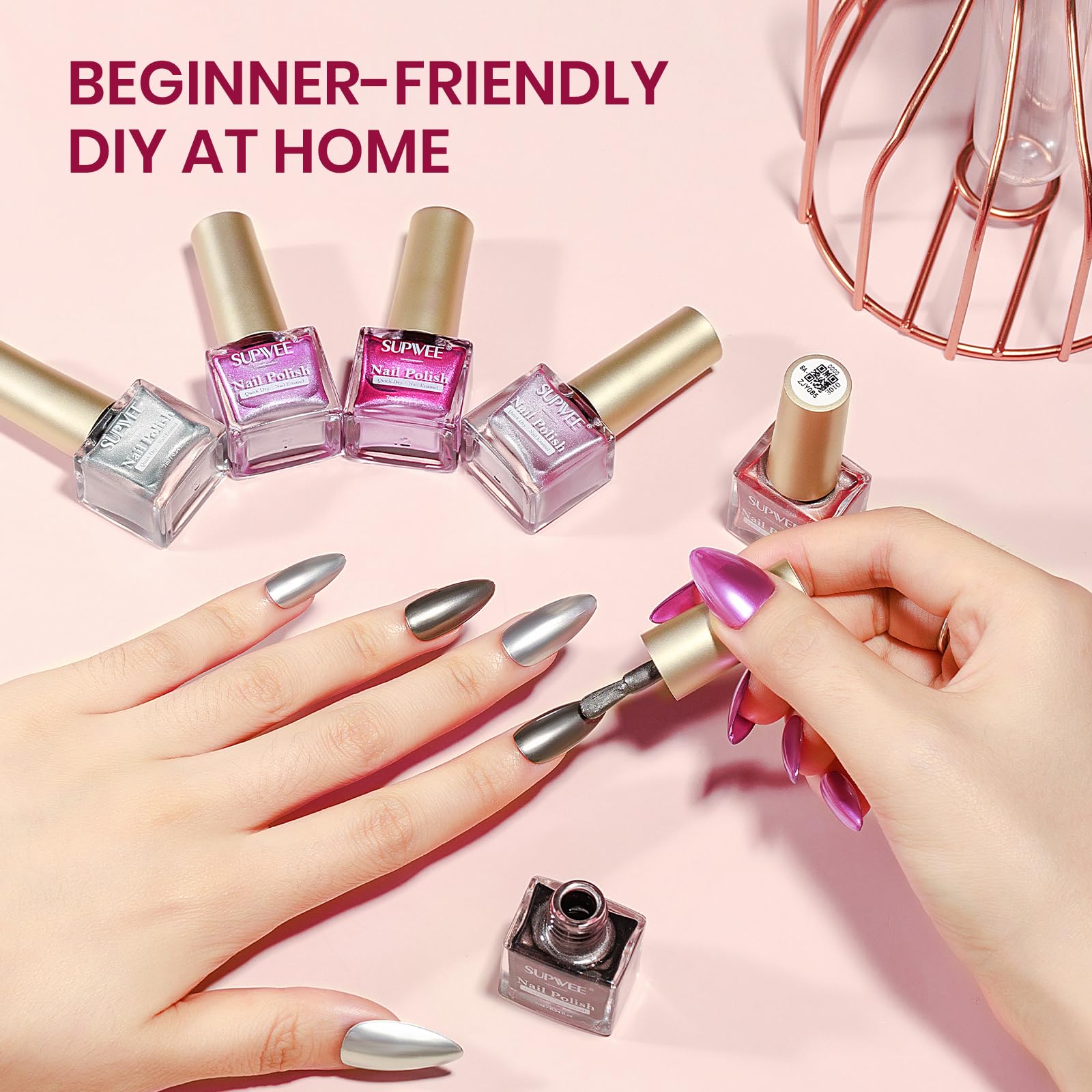 SUPWEE chrome-effect polish lasts with careful layering