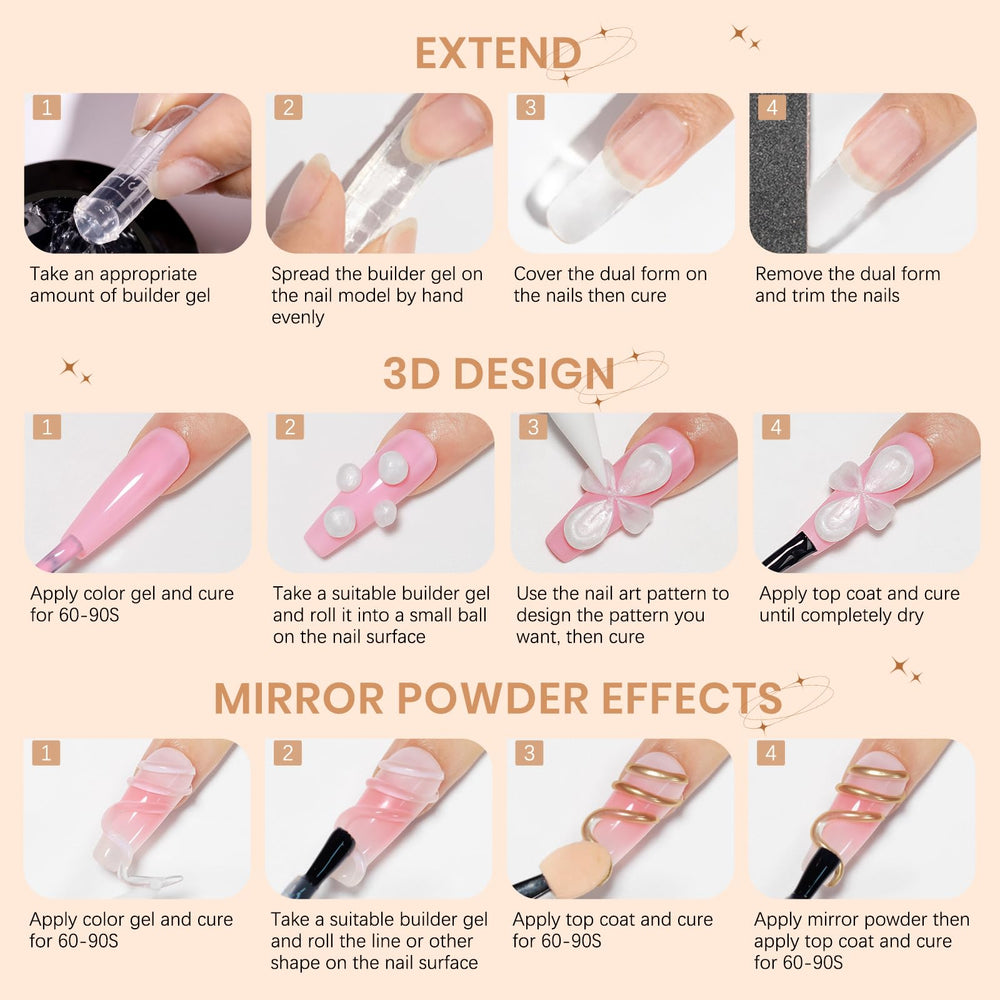 SUPWEE finished designs showing extended nails with 3D details.