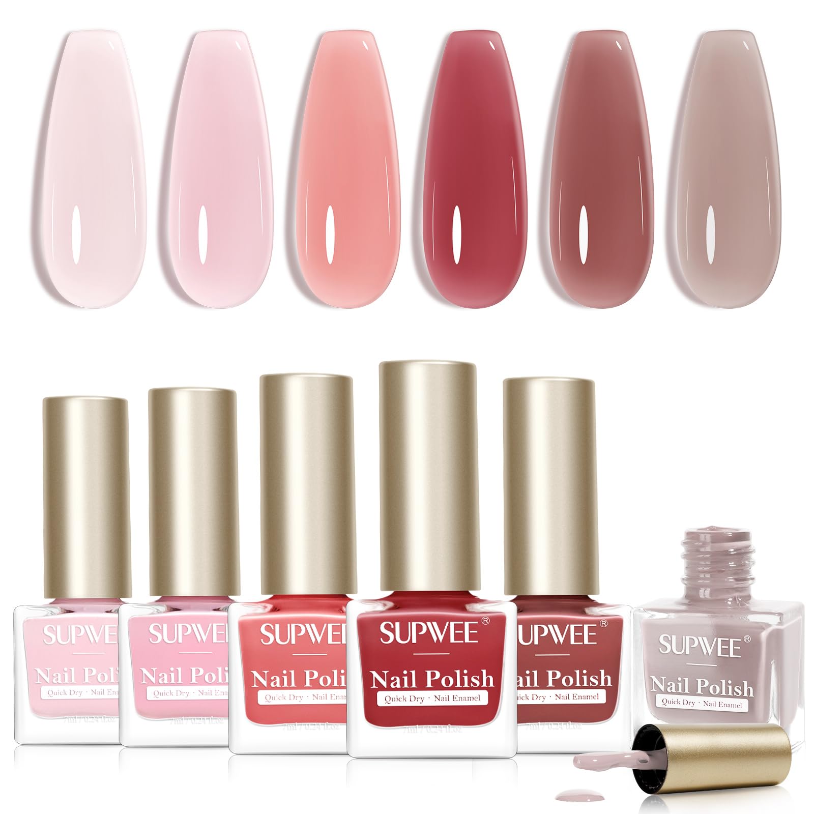 SUPWEE Jelly Nail Polish Set packaging view, ideal for gifting with a stylish, organized presentation.