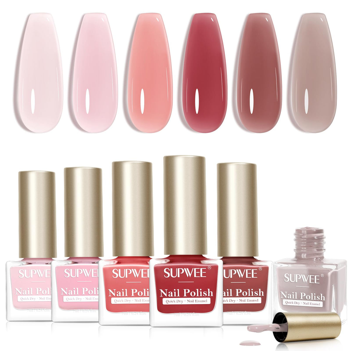 SUPWEE Jelly Nail Polish Set packaging view, ideal for gifting with a stylish, organized presentation.