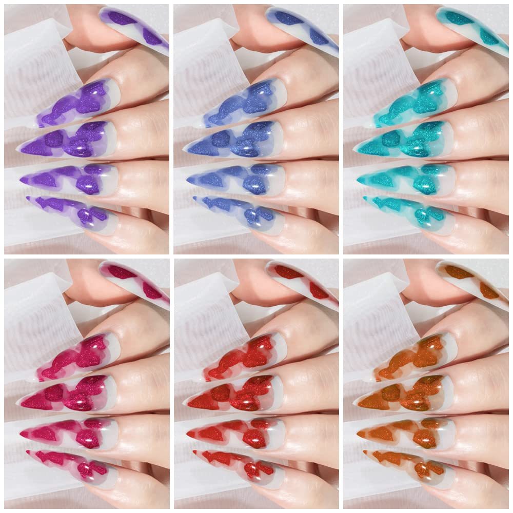 SUPWEE marble nail polish effect close-up showing color blends.