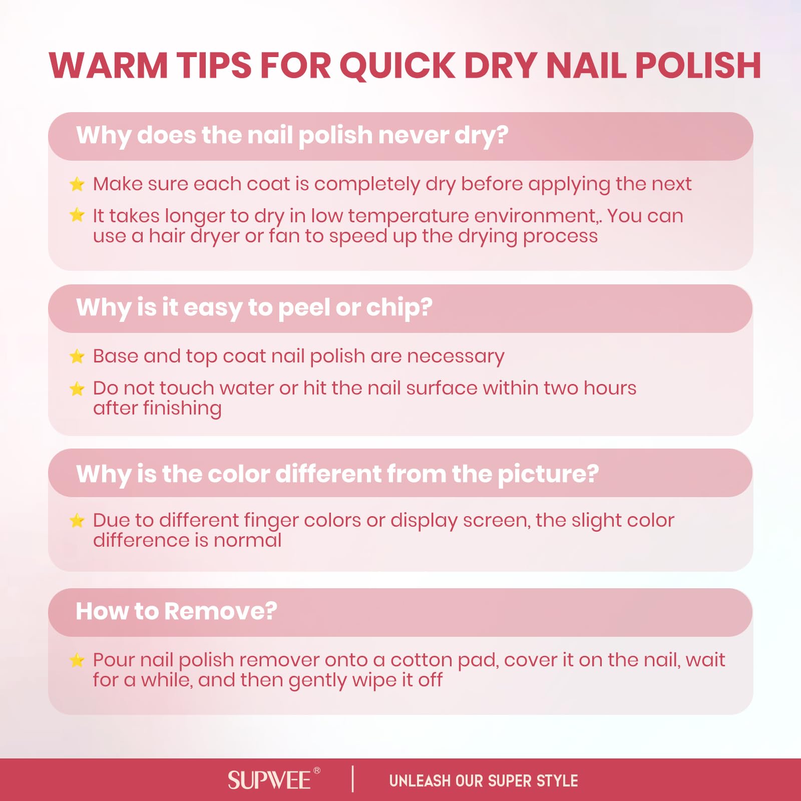 SUPWEE at-home manicure scene using pearl nail polish collection