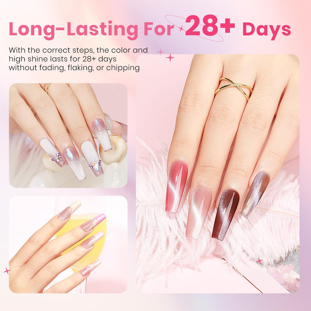 SUPWEE nails displaying shifting cat eye effect under light.