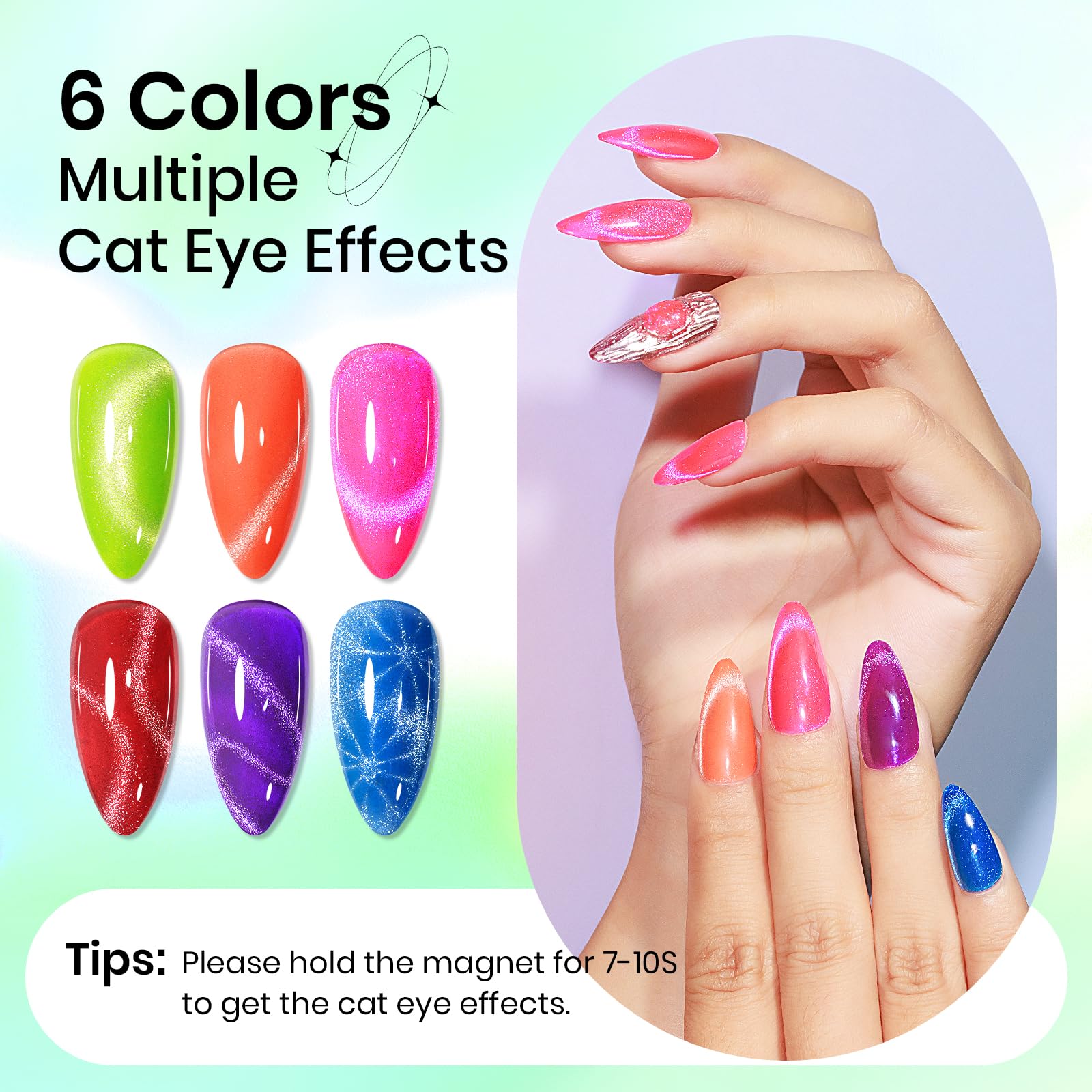 SUPWEE Neon Cat Eye Gel polish in hot pink for energetic color with subtle magnetic effects.