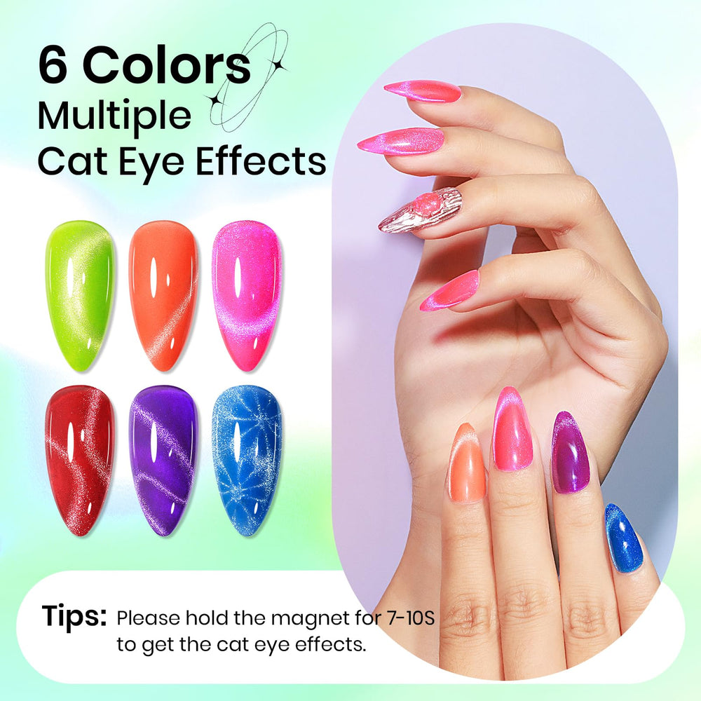 SUPWEE Neon Cat Eye Gel polish in hot pink for energetic color with subtle magnetic effects.