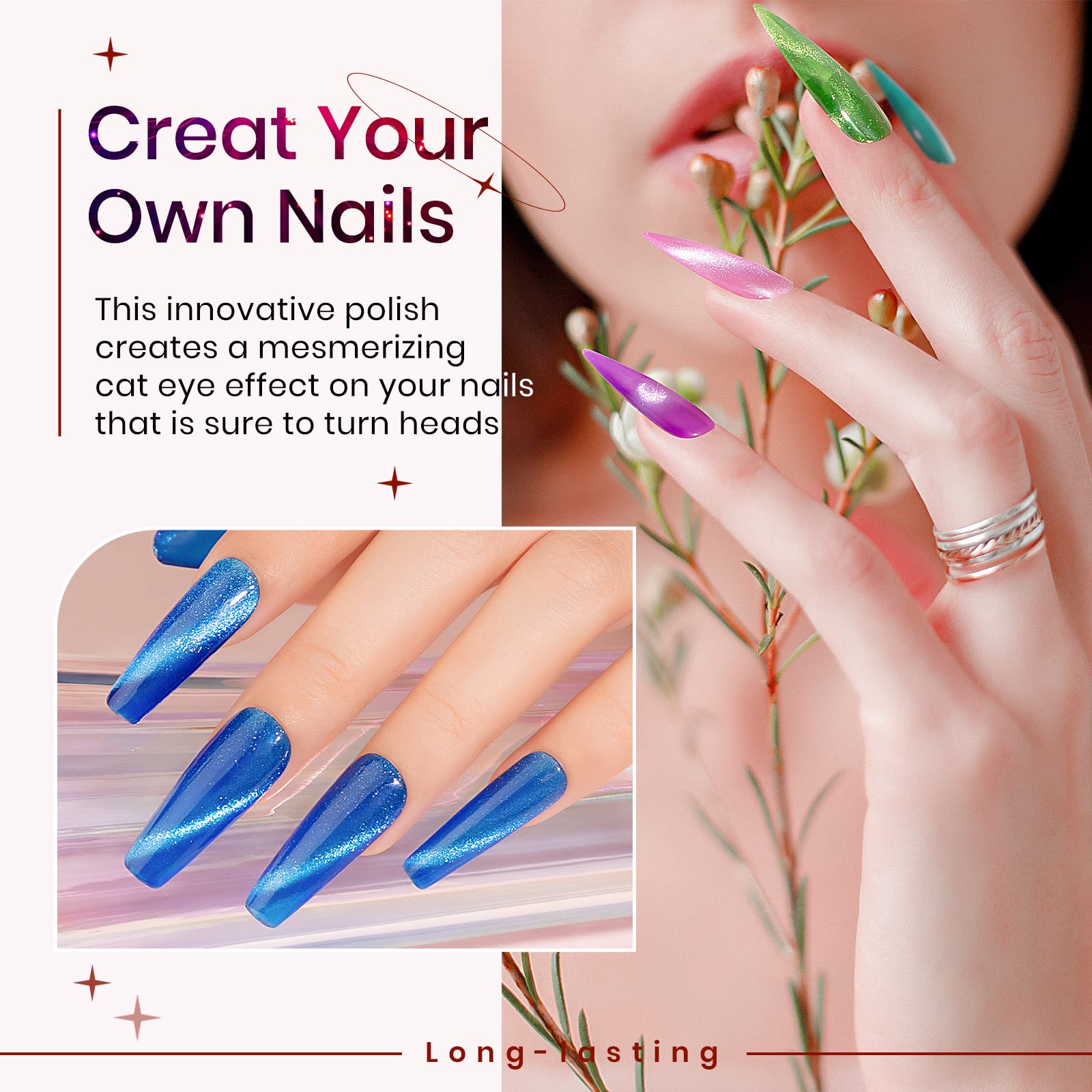 SUPWEE gel swatches reveal a glossy, shimmering finish for striking nails