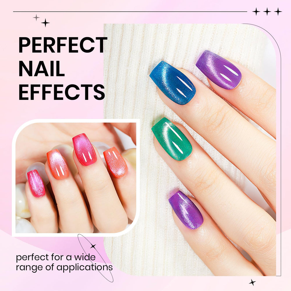 SUPWEE neon cat-eye gel polish with shimmer display.