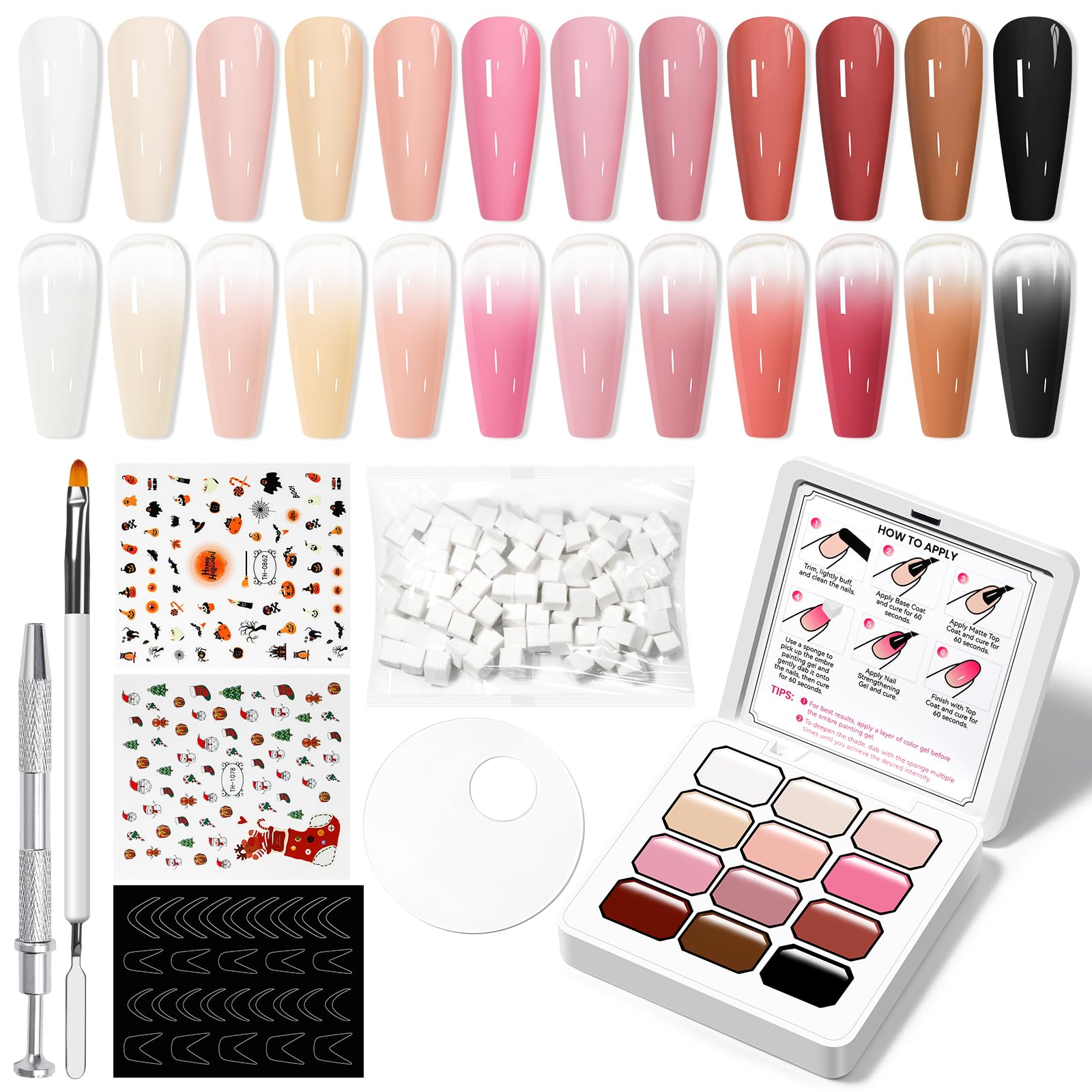 SUPWEE Ombre Gel Nail Palette with gradient colors for quick, salon-quality artistry at home