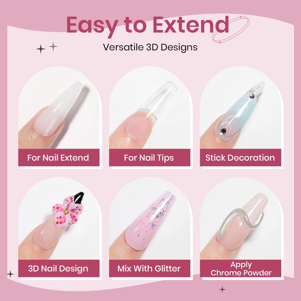 SUPWEE Pink builder gel for natural-looking 3D nail art.