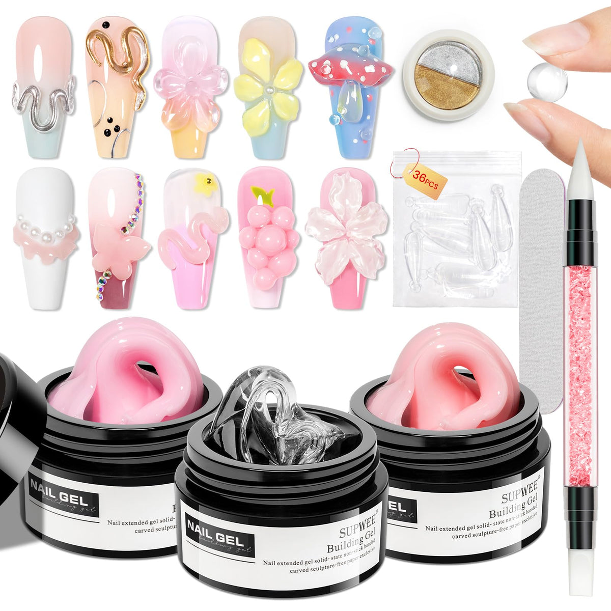 SUPWEE Sculpting Gel kit for at-home 3D nail art extensions.