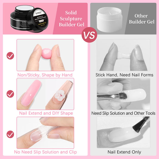 SUPWEE Solid Builder Gel with brush included for precise sculpting at home.