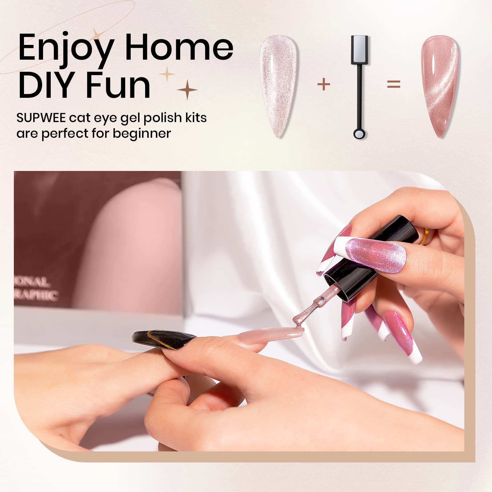SUPWEE cat eye shapes shown by different angles for creativity.
