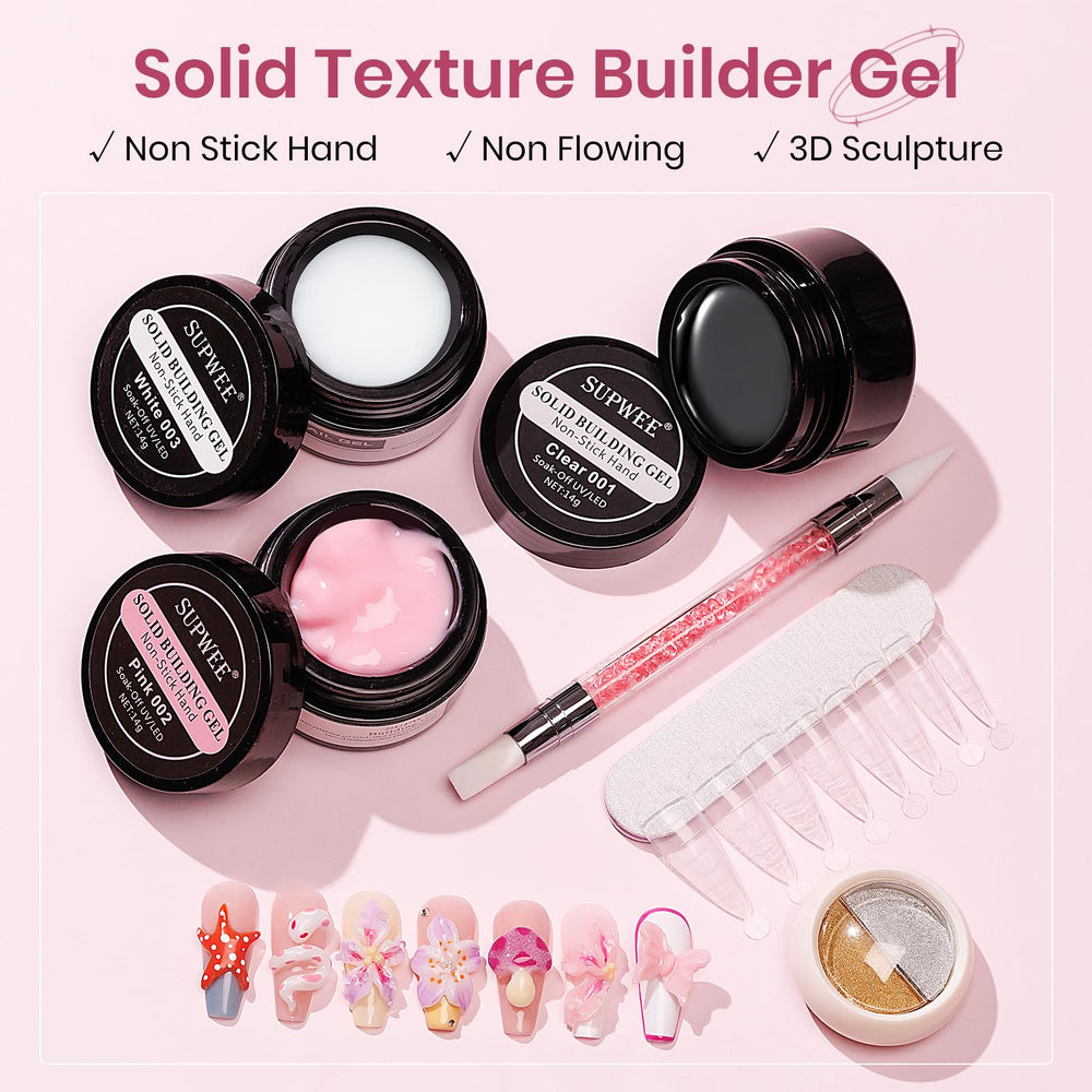 SUPWEE White builder gel with clean look for elegant nails.