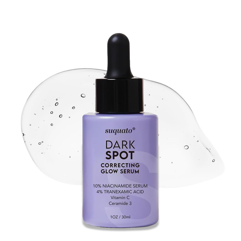 Suquato Dark Spot Serum bottle close-up showing brightening and correction focus.