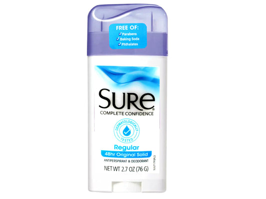 Sure Original Solid stick 76g close-up showing smooth glide for daily protection