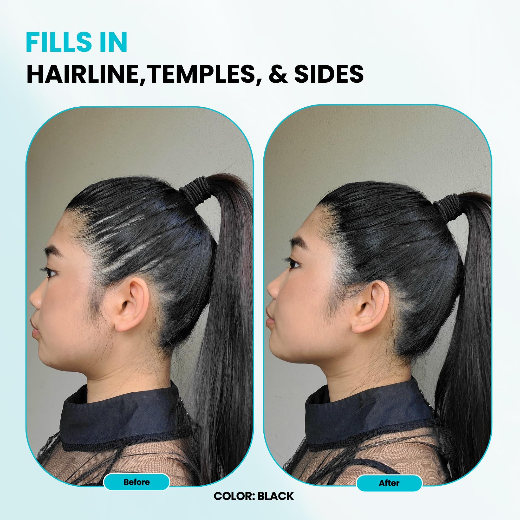 SURETHIK Hair Fibers before-after look showing fuller appearance.