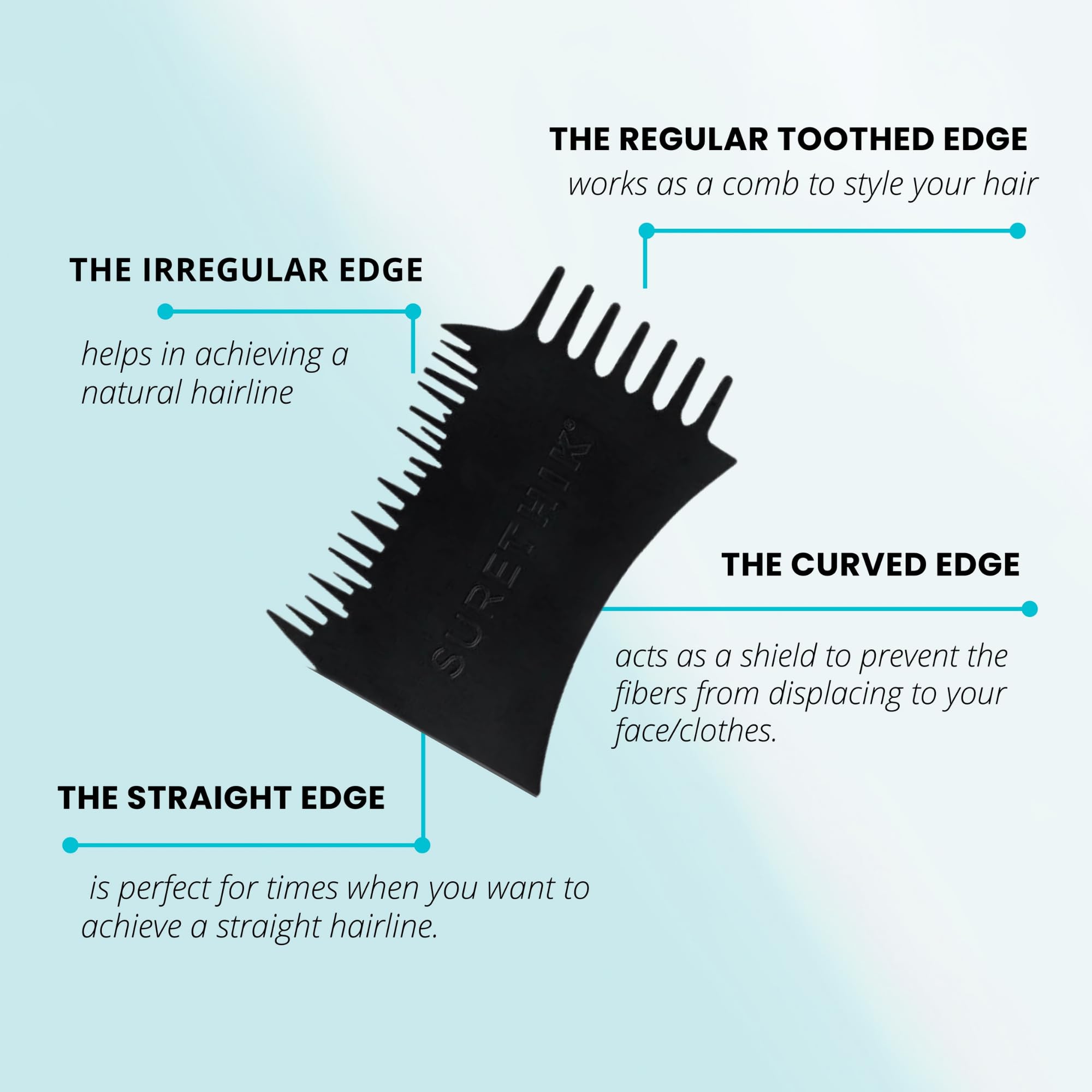 SURETHIK hairline tool aids natural-looking line definition during application.